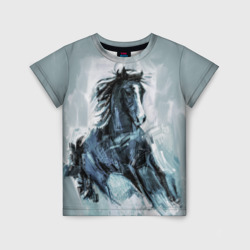 Детская футболка 3D Нарисованный конь