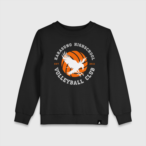 Детский свитшот хлопок Karasuno highschool volleyball club logotype, цвет черный