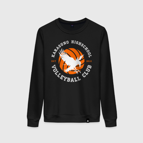 Женский свитшот хлопок Karasuno highschool volleyball club logotype, цвет черный