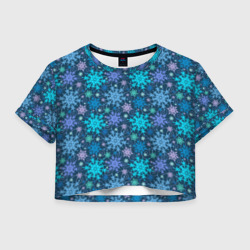 Женская футболка Crop-top 3D Новогодние Узоры