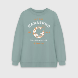 Женский свитшот oversize без начеса хлопок Karasuno volleyball club logotype