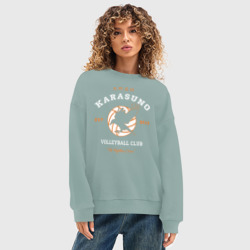 Женский свитшот oversize без начеса хлопок Karasuno volleyball club logotype - фото 2