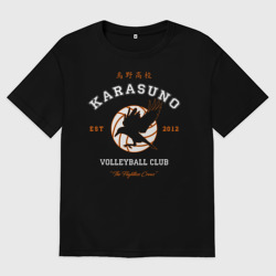 Женская футболка хлопок Oversize Karasuno volleyball club logotype