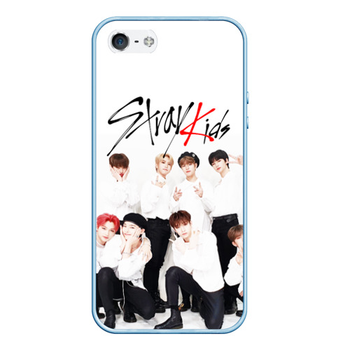 Чехол для iPhone 5/5S матовый Stray kids, цвет голубой