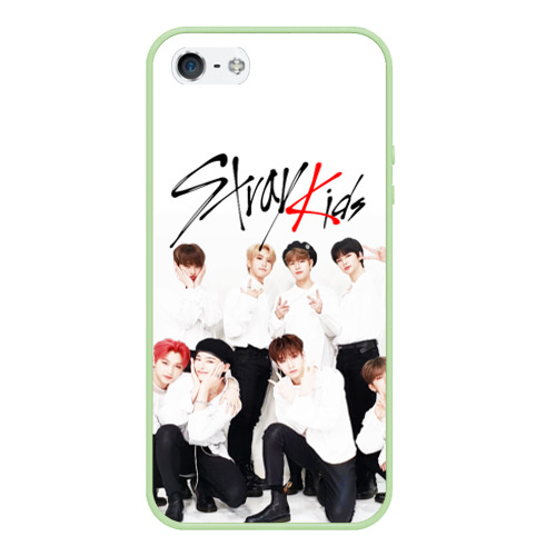 Чехол для iPhone 5/5S матовый Stray kids, цвет салатовый