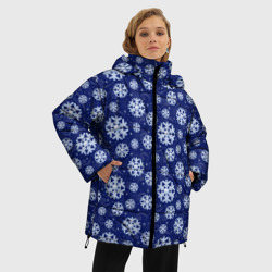 Женская зимняя куртка Oversize Снежинки - фото 2