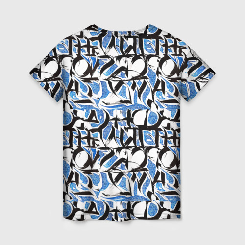 Женская футболка 3D с принтом Граффити (алфавит), вид сзади #1