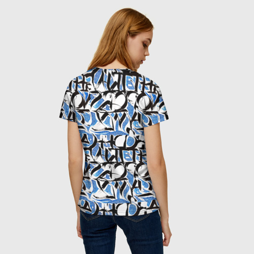 Женская футболка 3D с принтом Граффити (алфавит), вид сзади #2