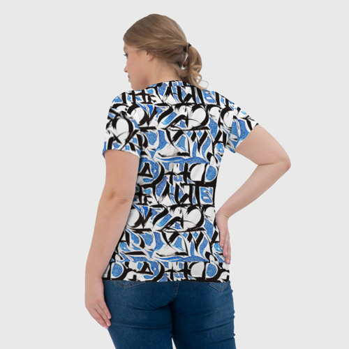 Женская футболка 3D с принтом Граффити (алфавит), вид сзади #2