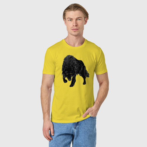 Мужская футболка хлопок Черный Волк, цвет желтый - фото 3