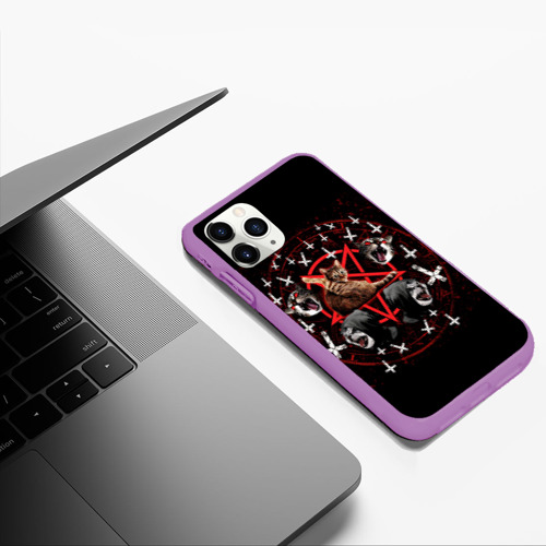 Чехол для iPhone 11 Pro Max матовый Satanic Cat, цвет фиолетовый - фото 5