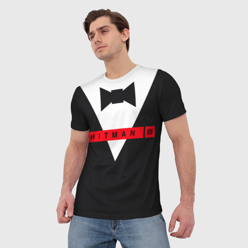 Мужская футболка 3D с принтом Hitman III, фото на моделе #1
