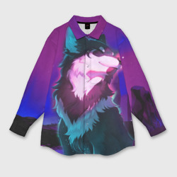 Мужская рубашка oversize 3D Сказочный волк