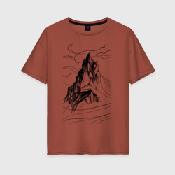 Женская футболка хлопок Oversize Одинокая гора