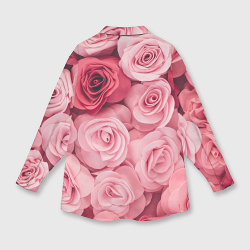 Мужская рубашка oversize 3D с принтом Розовые Розы, вид сзади #1