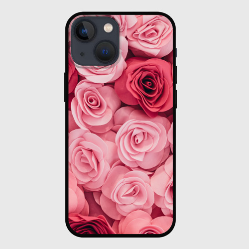 Чехол для iPhone 13 mini с принтом Розовые Розы, вид спереди #2