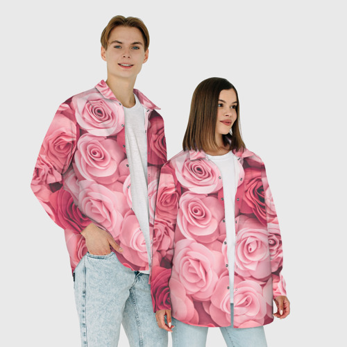 Мужская рубашка oversize 3D с принтом Розовые Розы, фото #4