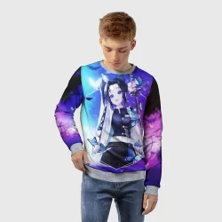 Детский свитшот 3D Шинобу Кочо Kimetsu no Yaiba neon butterfly - фото 2