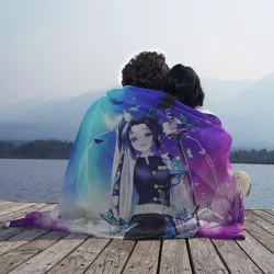 Плед 3D Шинобу Кочо Kimetsu no Yaiba neon butterfly - фото 2