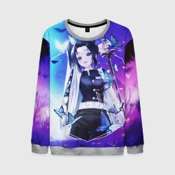 Мужской свитшот 3D Шинобу Кочо Kimetsu no Yaiba neon butterfly