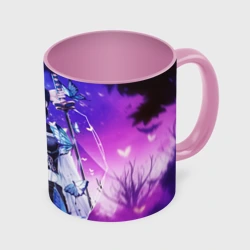 Кружка с полной запечаткой Шинобу Кочо Kimetsu no Yaiba neon butterfly