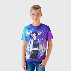 Детская футболка 3D Шинобу Кочо Kimetsu no Yaiba neon butterfly - фото 2