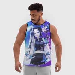 Мужская спортивная майка 3D Шинобу Кочо Kimetsu no Yaiba neon butterfly - фото 2