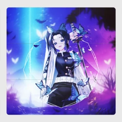 Магнитный плакат 3Х3 Шинобу Кочо Kimetsu no Yaiba neon butterfly