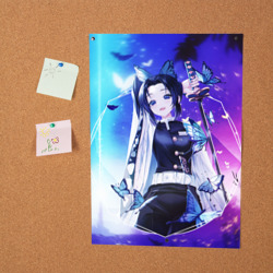 Постер Шинобу Кочо Kimetsu no Yaiba neon butterfly - фото 2