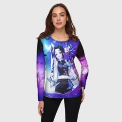 Женский лонгслив 3D Шинобу Кочо Kimetsu no Yaiba neon butterfly - фото 2