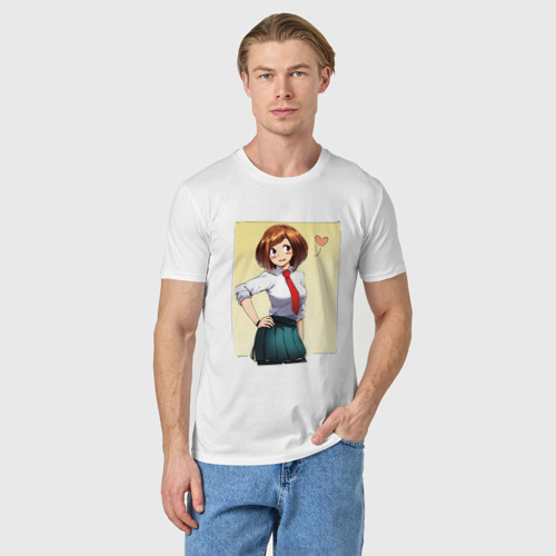 Мужская футболка хлопок Ochako Uraraka, цвет белый - фото 3