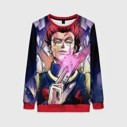 Женский свитшот 3D Хисока со светящейся картой в руках