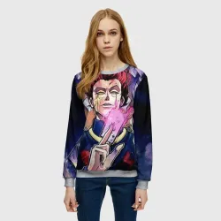 Женский свитшот 3D Хисока со светящейся картой в руках - фото 2