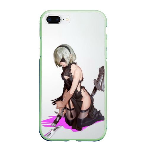 Чехол для iPhone 7Plus/8 Plus матовый Nier Automata 2B, цвет салатовый