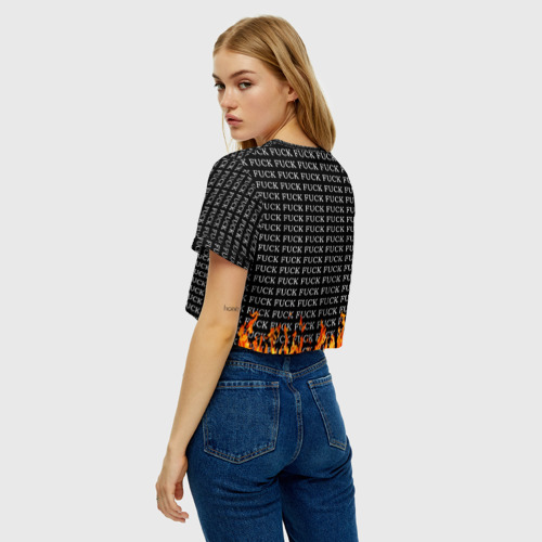 Женская футболка Crop-top 3D F*ck f*ck f*ck, цвет 3D печать - фото 5