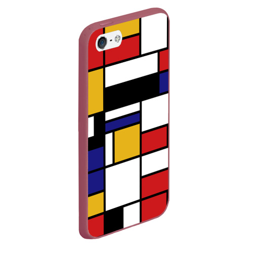 Чехол для iPhone 5/5S матовый Color blocking, цвет малиновый - фото 3