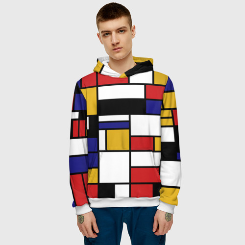 Мужская толстовка 3D Color blocking, цвет белый - фото 3