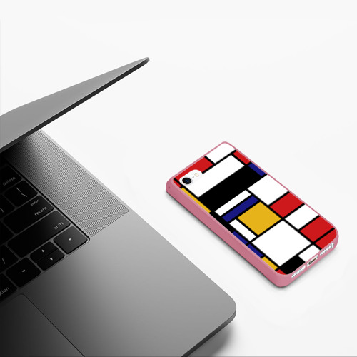 Чехол для iPhone 5/5S матовый Color blocking, цвет малиновый - фото 5