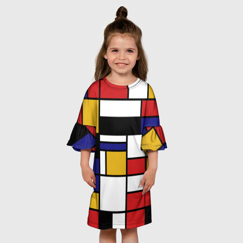 Детское платье 3D Color blocking, цвет 3D печать - фото 4