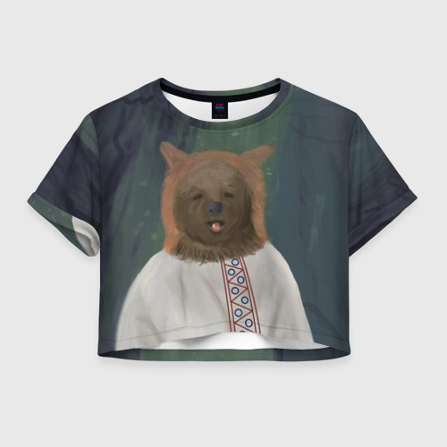 Женская футболка Crop-top 3D Ужас советских детей - Медведь, цвет 3D печать