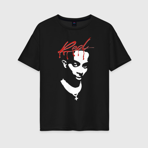 Женская футболка хлопок Oversize Playboi Carti Whole Lotta Red, цвет черный