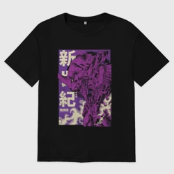 Мужская футболка хлопок Oversize Evangelion Eva-01