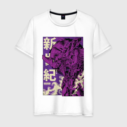 Мужская футболка хлопок Evangelion Eva-01, цвет белый