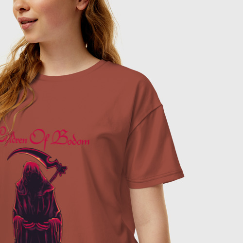 Женская футболка хлопок Oversize Children of Bodom, цвет кирпичный - фото 3