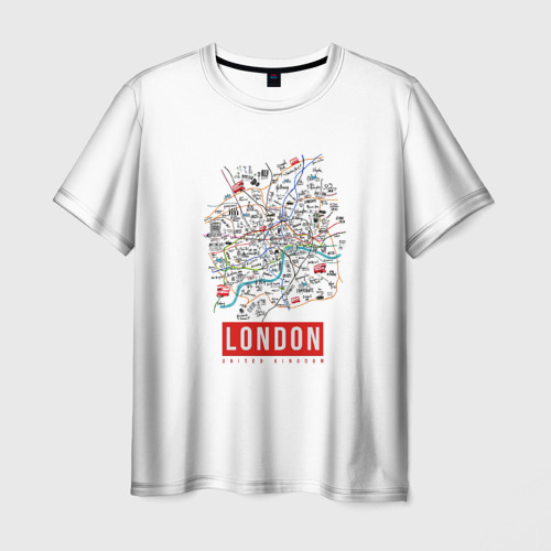Мужская футболка 3D Лондон - карта, цвет 3D печать