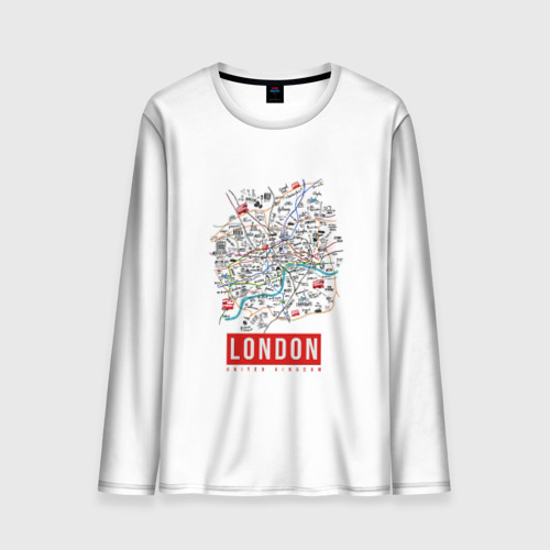Мужской лонгслив 3D Лондон - карта, цвет 3D печать