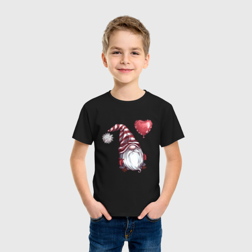 Детская футболка хлопок Гномик с шариком, цвет черный - фото 3