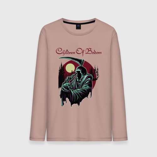 Мужской лонгслив хлопок Logo Children of Bodom, цвет пыльно-розовый