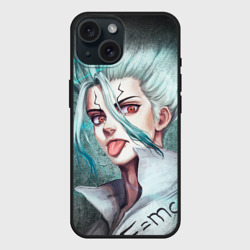 Чехол силиконовый для Apple iPhone 15 матовый Доктор Стоун