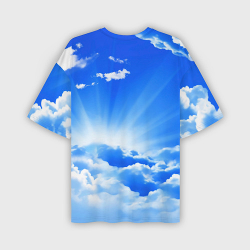 Мужская футболка oversize 3D Кот в облаках, цвет 3D печать - фото 2